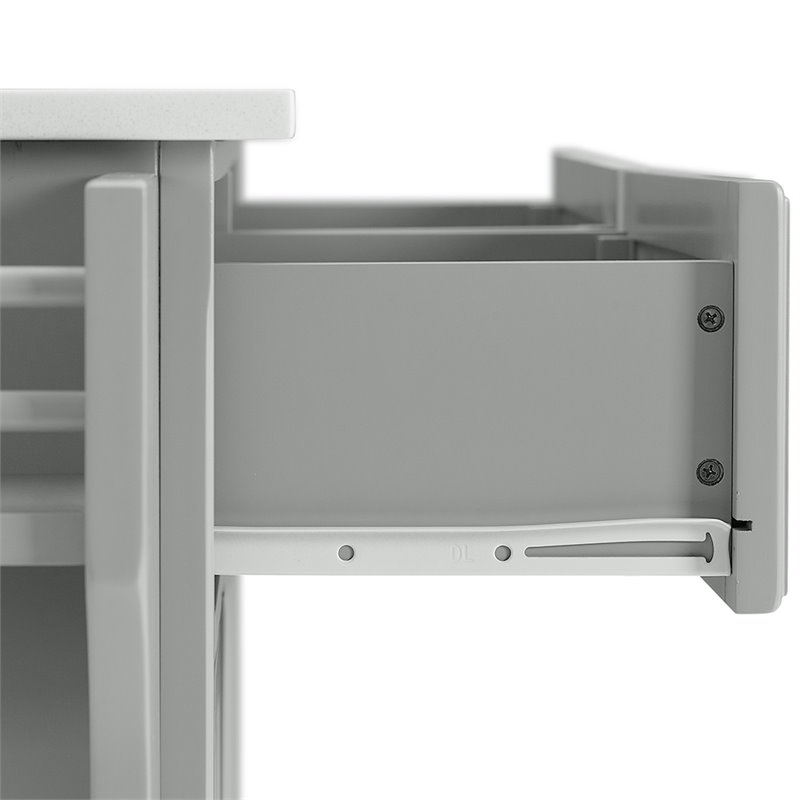 Pemberly Row Transitional Wood/Granite Kitchen Island in Gray/Chrome