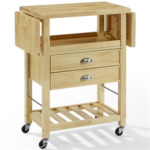 pemberly row wood top drop leaf kitchen cart in natural