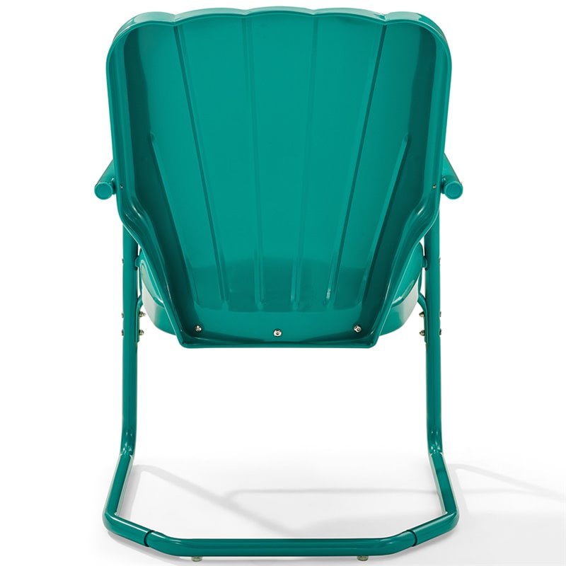 Pemberly Row Metal Patio Chair in Turquoise Gloss (Set of 2)