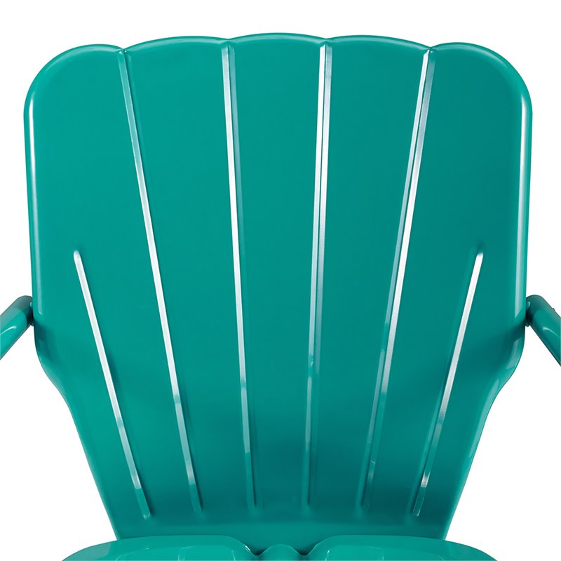 Pemberly Row Metal Patio Chair in Turquoise Gloss (Set of 2)