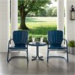 Pemberly Row 3-Piece Round Metal Patio Conversation Set in Navy Gloss