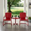 Pemberly Row 3-Piece Round Metal Patio Conversation Set in Bright Red Gloss