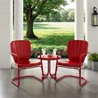 Pemberly Row 3-Piece Round Metal Patio Conversation Set in Bright Red Gloss