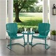 Pemberly Row 3-Piece Round Metal Conversation Set in Turquoise Gloss