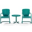 Pemberly Row 3-Piece Round Metal Conversation Set in Turquoise Gloss