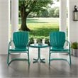 Pemberly Row 3-Piece Round Metal Conversation Set in Turquoise Gloss