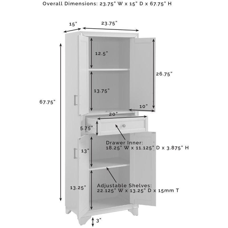 Pemberly Row 4-Door Traditional Wood Pantry in Distressed Gray