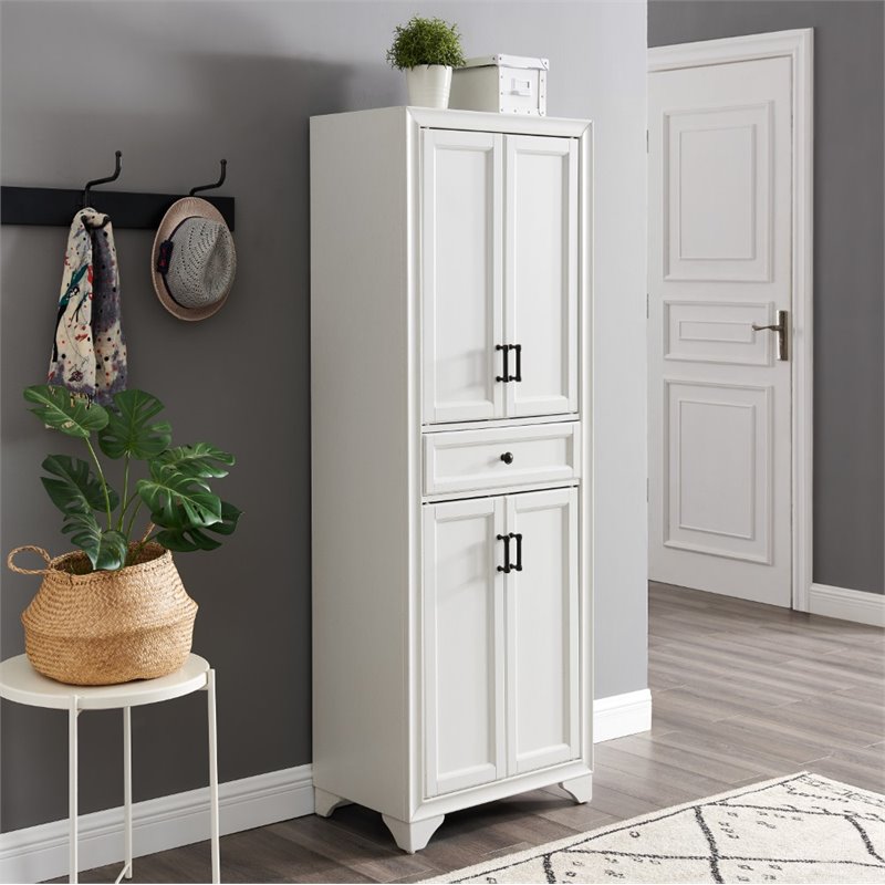 Pemberly Row 4-Door Traditional Wood Pantry in Distressed White