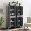 Pemberly Row 4-Door Traditional Wood Pantry Set in Distressed Gray (Set of 2)