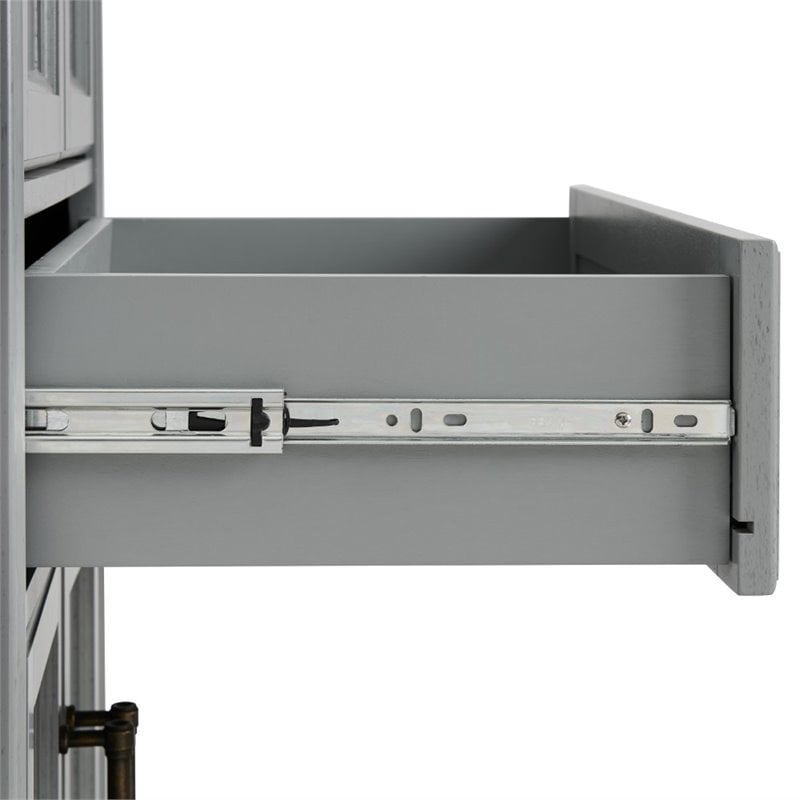 Pemberly Row 4-Door Traditional Wood Pantry Set in Distressed Gray (Set of 2)