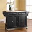 Pemberly Row Traditional Wood/Stainless Steel Top Kitchen Cart in Black