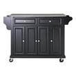 Pemberly Row Traditional Wood/Stainless Steel Top Kitchen Cart in Black