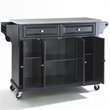 Pemberly Row Traditional Wood/Stainless Steel Top Kitchen Cart in Black