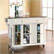 Pemberly Row Traditional Wood/Stainless Steel Top Kitchen Cart in White