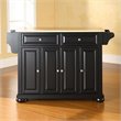 Pemberly Row Traditional Wood Kitchen Island in Black/Natural