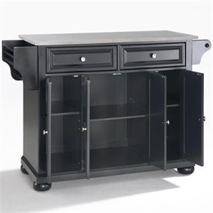 pemberly row stainless steel top kitchen island in black