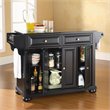 Pemberly Row Traditional Wood/Granite Top Kitchen Island in Black