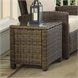 Pemberly Row Modern Wicker / Rattan Patio End Table in Brown