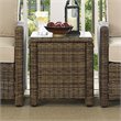 Pemberly Row Modern Wicker / Rattan Patio End Table in Brown