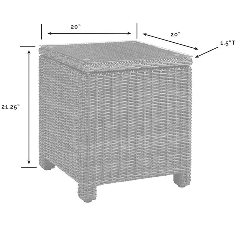 Pemberly Row Modern Wicker / Rattan Patio End Table in Brown