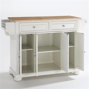 pemberly row natural wood top kitchen island in white