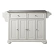 Pemberly Row Traditional Wood/Stainless Steel Top Kitchen Island in White