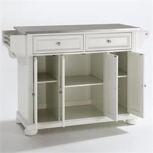 pemberly row stainless steel top kitchen island in white