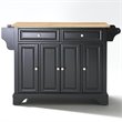 Pemberly Row Natural Wood Top Kitchen Island in Black