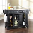 Pemberly Row Traditional Stainless Steel Top Wood Kitchen Island in Black