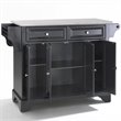 Pemberly Row Traditional Stainless Steel Top Wood Kitchen Island in Black