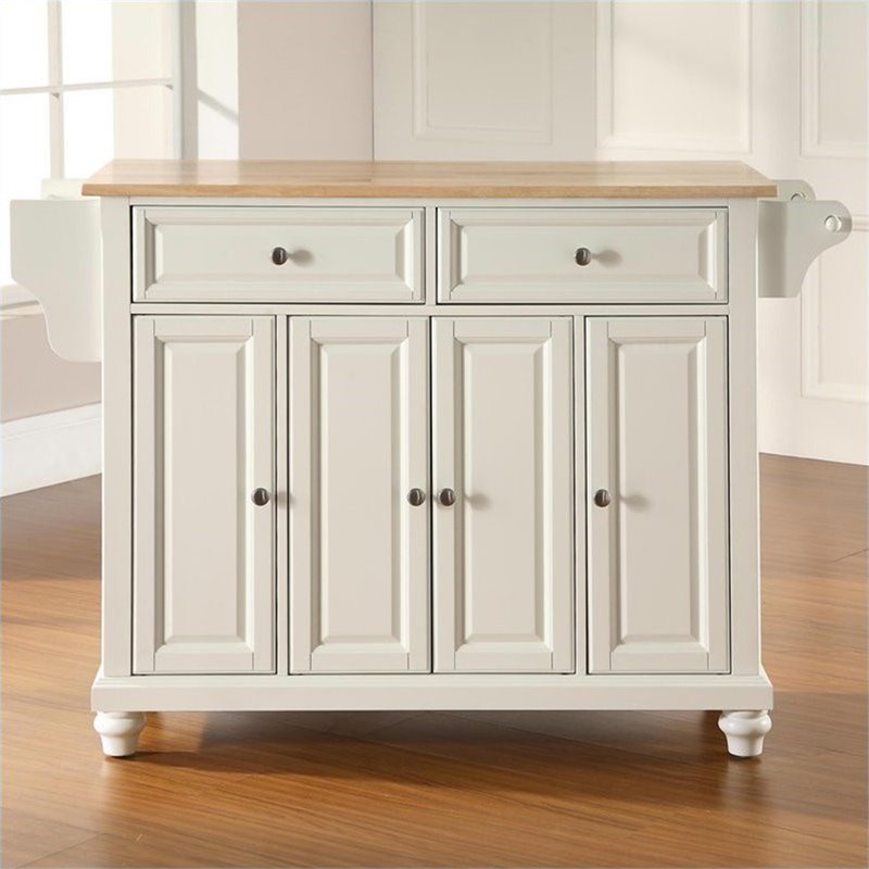 Pemberly Row Traditional Wood Kitchen Island in Natural/White