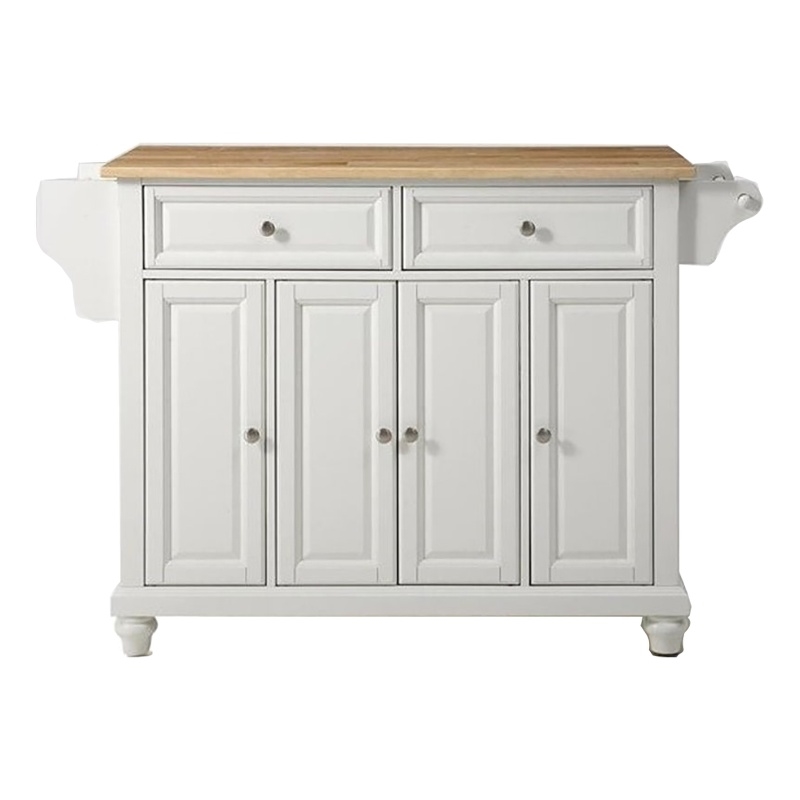 Pemberly Row Traditional Wood Kitchen Island in Natural/White