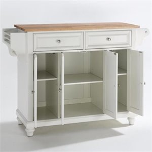 pemberly row natural wood top kitchen island in white