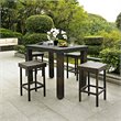 Pemberly Row 5 Piece Wicker Patio Counter Height Dining Set in Brown