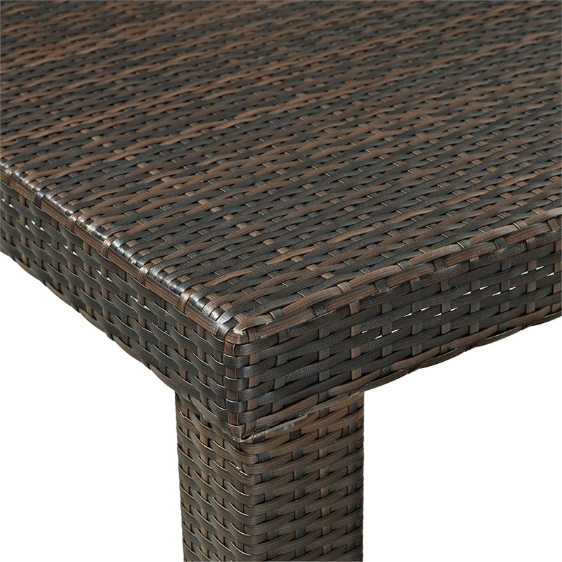 Pemberly Row 5 Piece Wicker Patio Counter Height Dining Set in Brown