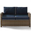 Pemberly Row 4 Piece Wicker Patio Sofa Set in Brown and Navy