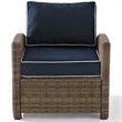 Pemberly Row 4 Piece Wicker Patio Sofa Set in Brown and Navy