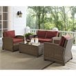 Pemberly Row 4 Piece Wicker Patio Sofa Set in Brown and Sangria