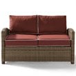 Pemberly Row 4 Piece Wicker Patio Sofa Set in Brown and Sangria