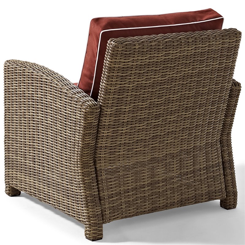 Pemberly Row 4 Piece Wicker Patio Sofa Set in Brown and Sangria