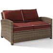 Pemberly Row 3 Piece Wicker Patio Sofa Set in Brown and Sangria