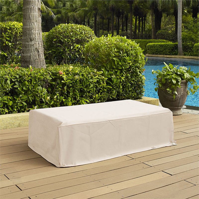 Pemberly Row Outdoor Patio Coffee Table Cover in Cream