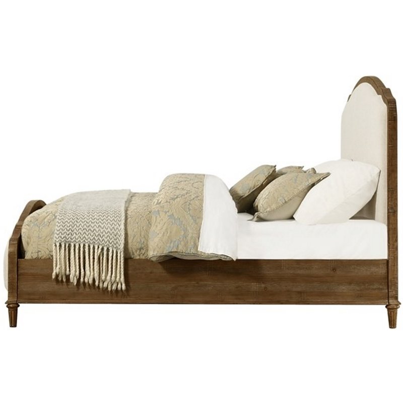 Pemberly Row Queen Bed with Weathered Wood Framing in Medium Brown