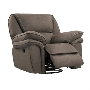 pemberly row swivel recliner glider with recline motion in gray and brown