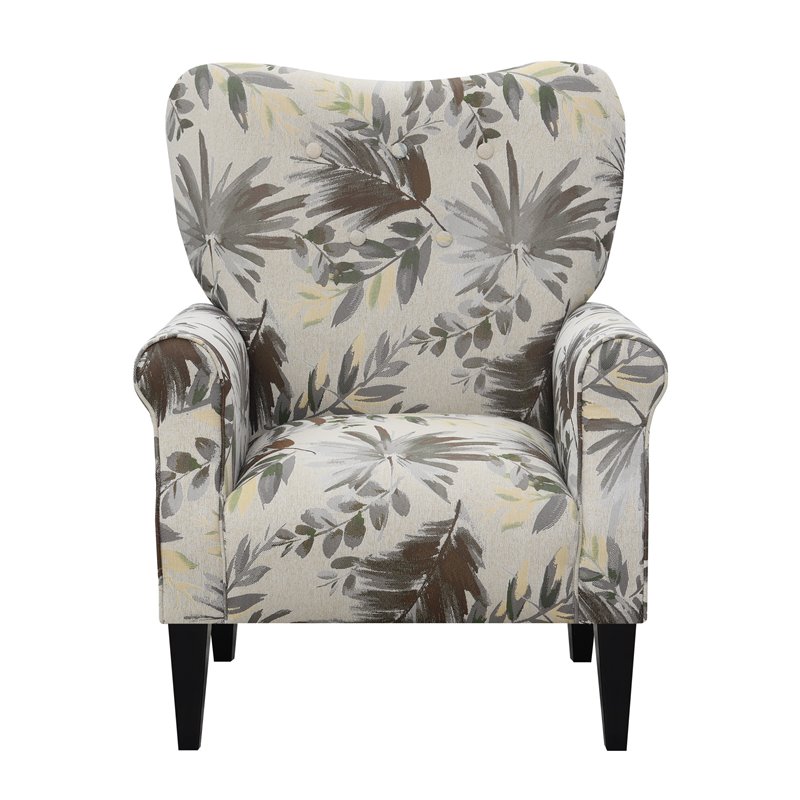 Pemberly Row Floral Accent Chair with Button Tufting in ...