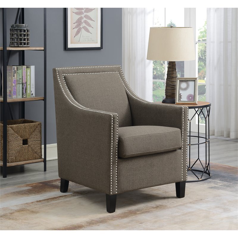 Pemberly Row Accent Chair with Double Nailhead Trim in Brown - PR-4753