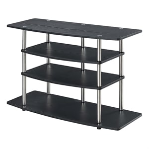 Pemberly Row Contemporary Wood No Tools TV Stand for TVs up to 32&quot in Black