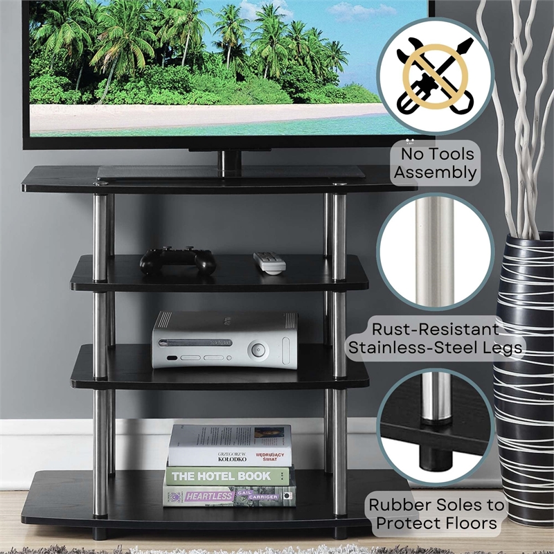 Pemberly Row Contemporary No Tool Wood/Metal TV Stand for TVs up to 32