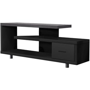 Pemberly Row 60&quot Contemporary Wooden TV Stand in Black and Gray