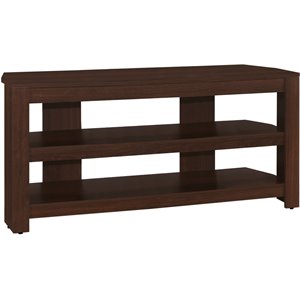 Pemberly Row Modern Wood Open Corner TV Stand for TVs up to 42&quot in Cherry